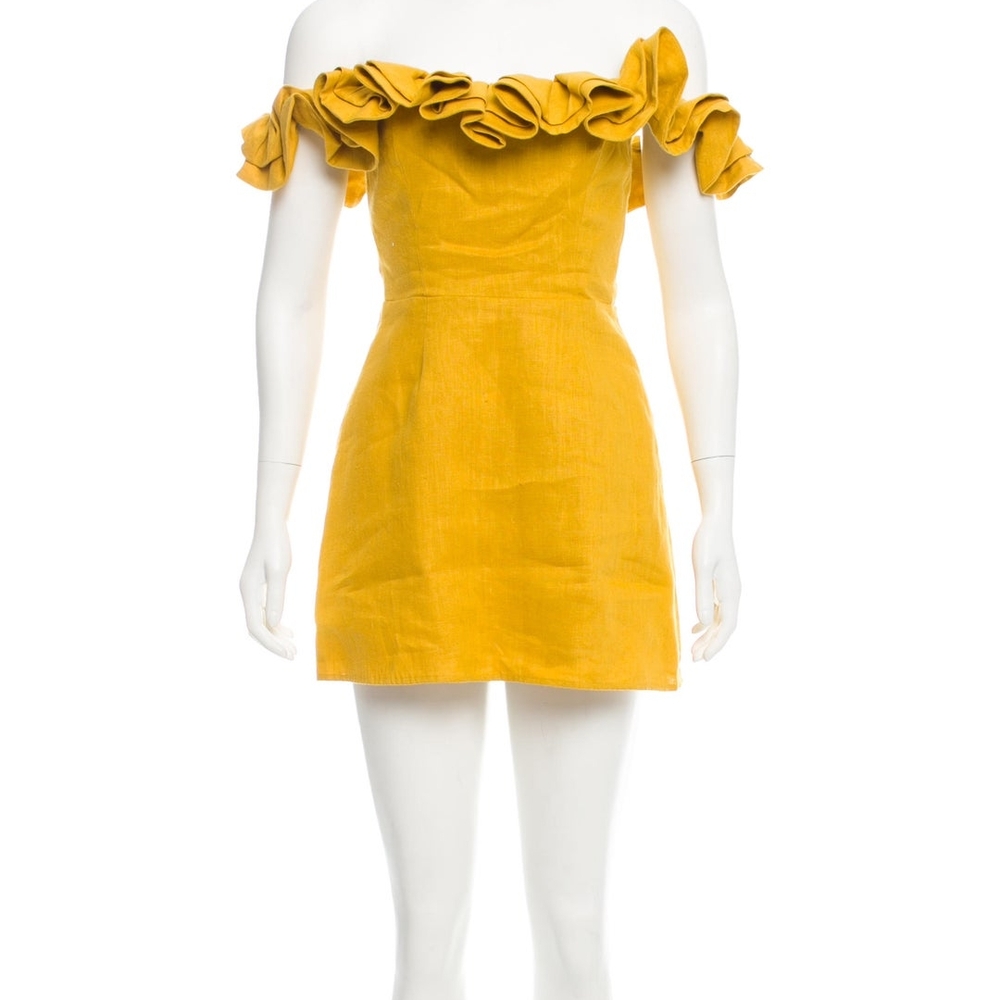 Reformation Ruffle Off Shoulder Linen Mini Dress Size 2